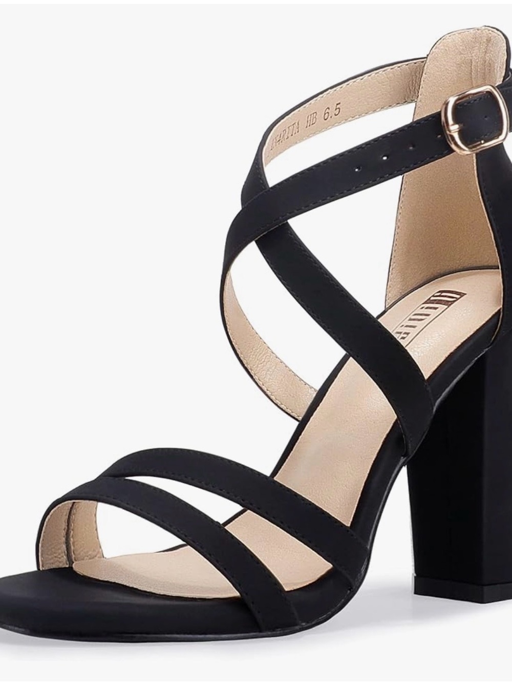Black Strappy Block 4-inch Heel Suede Sandals